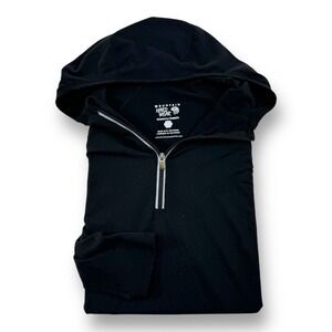Mountain Hardwear Women's ¼ Zip Lightweight Hooded Pullover Black Small